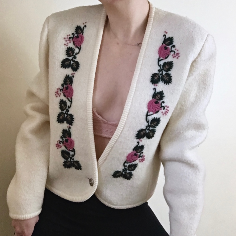 Embroidered blazer | Vintage | 100% wool